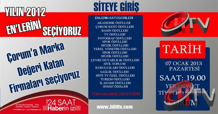 2012 ENLERİ  HİTİT TV COM  ULUSAL VE YEREL MEDYA ÖDÜLLERİ