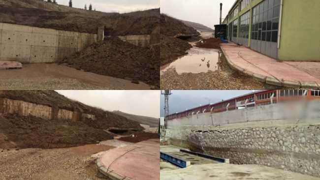 Çorum'da İstinat duvarı böyle çöktü 