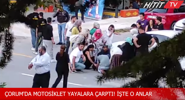 Çorum'da Motosiklet Yaya'ya çarptı