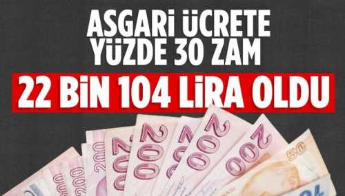 2025 Yılında Asgari Ücret  22 bin 104 TL oldu!