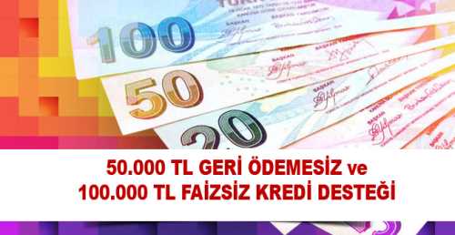 50 bin lira GERİ ÖDEMESİZ ve 100 bin lira FAİZSİZ KREDİ DESTEĞİ Uygulaması Başladı.