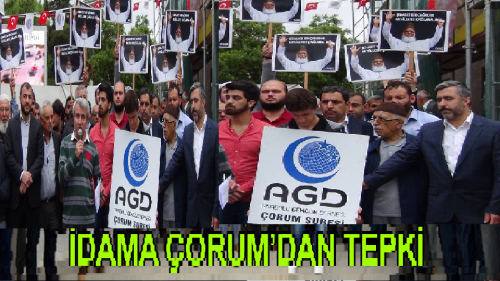 ADG Çorum Şubesi üyeleri, Bangladeş'te hükümeti muhalefetteki Cemaat-i İslami Partisi'nin lideri Motiur Rahman Nizami'nin idam edilmesini protesto etti