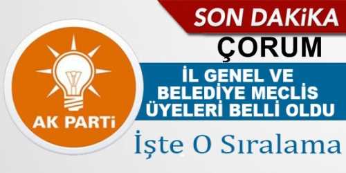 Ak Parti İl Genel ve Belediye Meclis Listesi