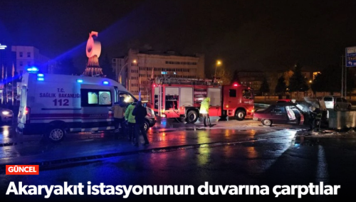 Akaryakıt istasyonunun duvarına çarptılar