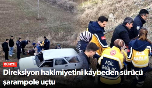 Alaca'da Otomobil Şarampola Uçtu 3 Yaralı!