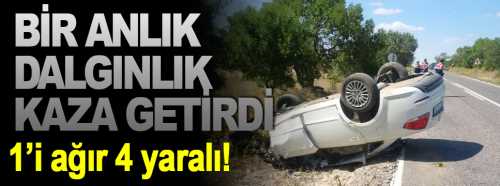 Araç yolun sağındaki tarlaya takla attı