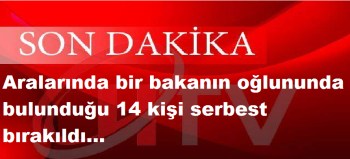 Aralarında bir bakanın oğlununda bulunduğu 14 kişi serbest bırakıldı