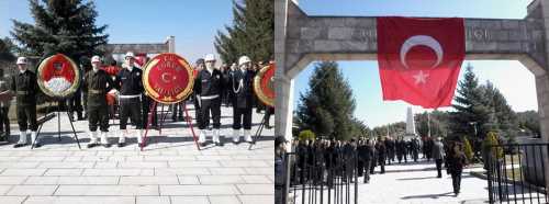 Çorum'da 18 Mart Şehitleri Anma Günü ve 101.Çanakkale Zaferi’nin  nedeniyle Garnizon Şehitliği’nde çelenk sunumu ve şehitlik ziyaretiyle başladı
