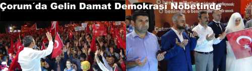 Çorum´da Gelin Damat Demokrasi Nöbetinde 