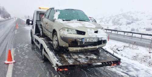 Çorum'da yılın ilk karı Kaza Yaptırdı