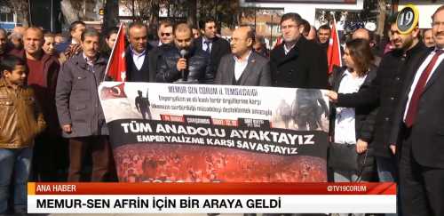 ÇORUM MEMUR-SEN AFRİN İÇİN BİR ARAYA GELDİ