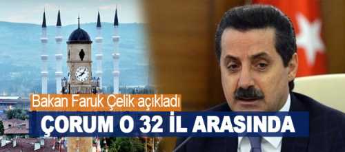 ÇORUM MİLLİ TARIM POLİTİKASINDA O 32 İL ARASINA GİRDİ