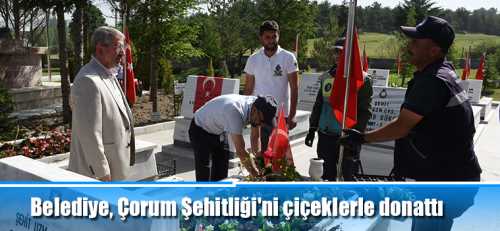 Çorum Şehitliğinde çiçekler açtı