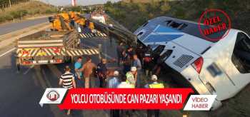 ÇORUM/SUNGURLU'DA YOLCU OTOBÜSÜ DEVRİLDİ