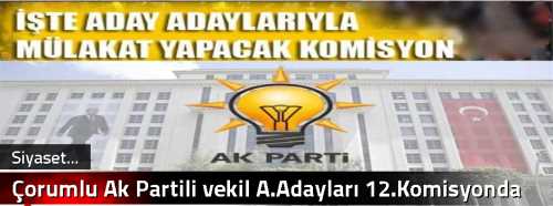 Çorumlu Ak Partili vekil A.Adayları 12.Komisyonda Mülakata girecek