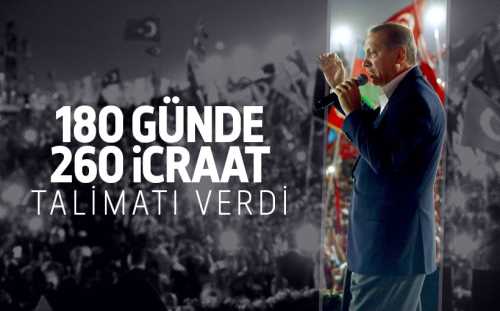Cumhurbaşkanın talimatıyla 180 günde toplam 260 icraat