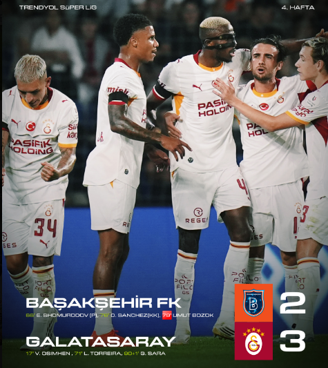 Galatasaray Başakşehir’i 3-2 Devirdi! 3 Puan 3 Golle Geldi