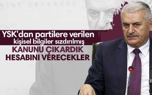 Kişisel bilgilerin sızdırılmasıyla ilgili açıklama yapan Binali Yıldırım, "YSK'nın bütün partilere vermek zorunda olduğu bilgiler servis yapılıyor.