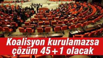 KOALİSYON HÜKEMETİ KURULAMAZSA ÇÖZÜM ‘45+1’ OLACAK
