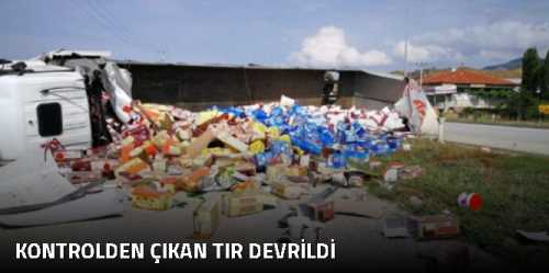 Kontrolden Çıkan TIR Devrildi