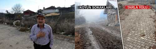 Köy Muhtarı sokak yerine tarla yoluna parke taşı döşetti