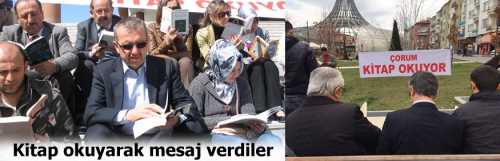 Kütüphane Haftası kapsamında uygulanan kitap okuma etkinliği, Çorum Kitap Okuyor Kampanyası ile topluma önemli bir mesaj verildi