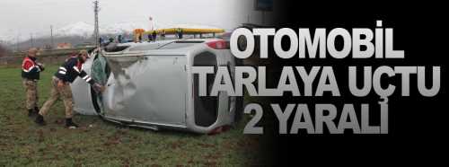Otomobil tarlaya uçtu 2 Yaralı