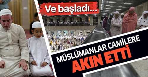 Ramazan'ın ilk teravih namazından kareler