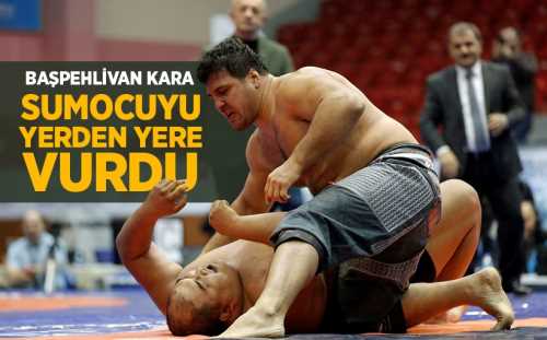 Recep Kara, sumocuyu yerden yere vurdu