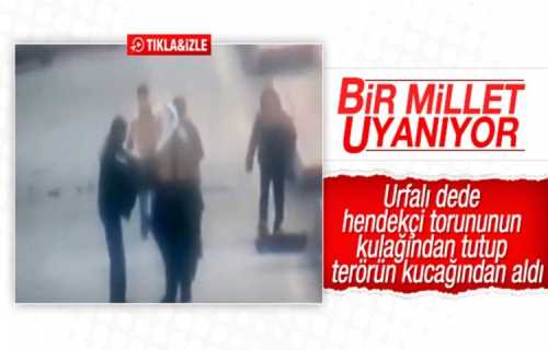 Şanlıurfa'da Terör örgütünün eylemine katılan torununu gören dede, genci sokağın ortasında dövdü.