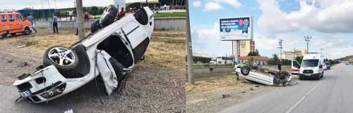 Sungurlu'da Otomobil takla attı: 2 yaralı