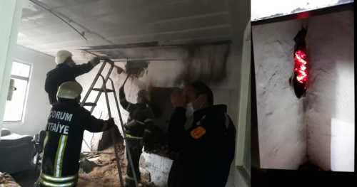 Tek katlı Evleri yandı Anne ve Genç kız zor durumda  