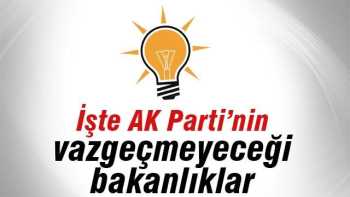AK Parti için önemli bakanlıklar bakanlıklar