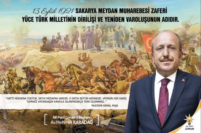Ak Parti İl Başkanı  Av.Mehmet Karadağ’dan Sakarya mesajı