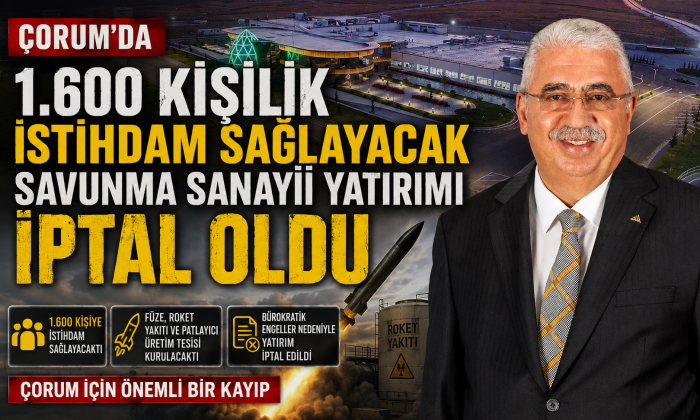 Çorum'da 1.600 Kişilik Savunma Sanayii Yatırımı İptal Oldu 