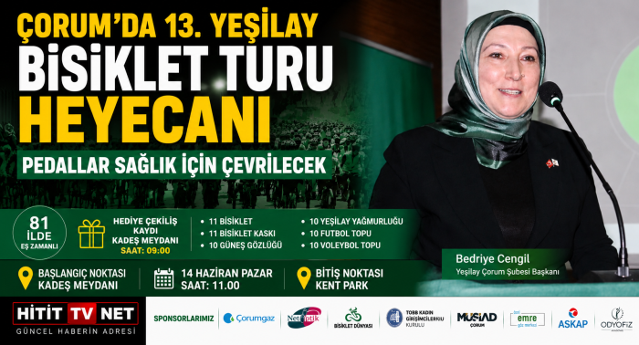 Çorum’da 13. Yeşilay Bisiklet Turu Heyecanı