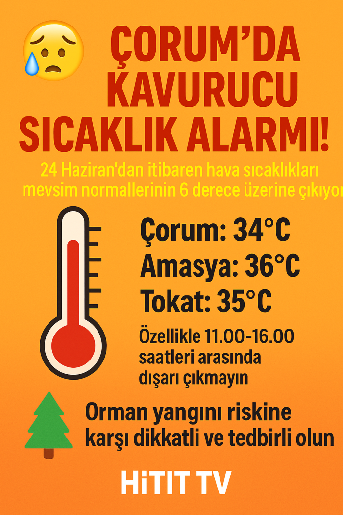 Çorum’da Kavurucu Sıcaklık Alarmı!