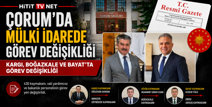 Çorum’da Yeni Vali Yardımcıları ve Kaymakamlar Görevde