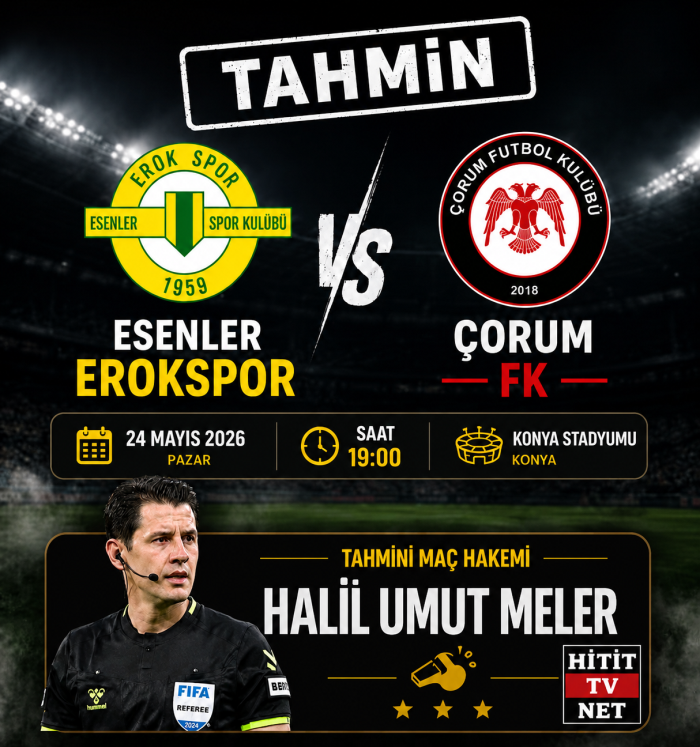 Çorum FK – Erokspor Maçının Muhtemel Hakemi Halil Umut Meler