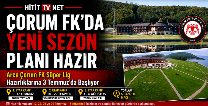 Çorum FK’da Süper Lig Hazırlıklarına 3 Temmuz’da Başlıyor