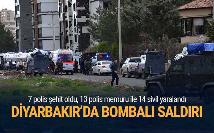Diyarbakır'da polis servis aracının geçişi  7 polis şehit oldu, 13 polis memuru ile 14 sivil yaralandı