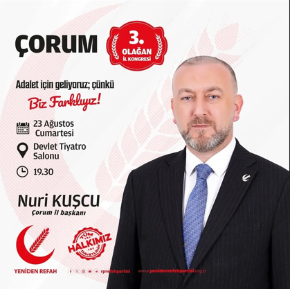 Dr Fatih Erbakan 3. İl Kongresi İçin Çorum’a Geliyor!