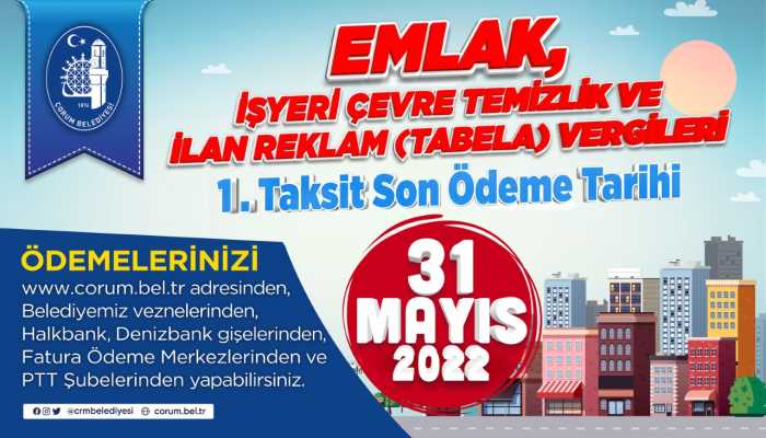 Emlak vergisinde 1. Taksitin son gün 31 Mayıs