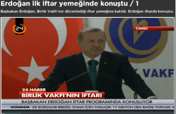 Erdoğan:Birlik Vakfı'nın düzenlediği iftar yemeğinde