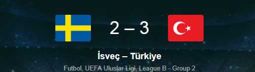 İSVEÇ : 2 - 3 : TÜRKİYE