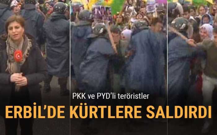 PKK terör örgütü üyesi grup, Erbil'de Kurt polislere ve gazetecilere saldırdı. 