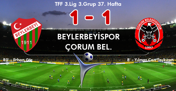 TFF 3.Lig 3.Grup 37. haftasında Beylerbeyispor ile Çorum Bel. Beylerbeyi 75.yıl Stadı'nda bir araya geldi.Karşılaşma beraberlik ile sonuçlandı.