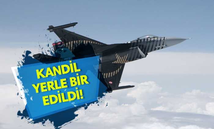 Türk Silahlı Kuvvetleri öğle saatlerinde havalanan iki F16 savaş uçağının Kandil'deki PKK hedeflerini vurduğunu açıkladı. 