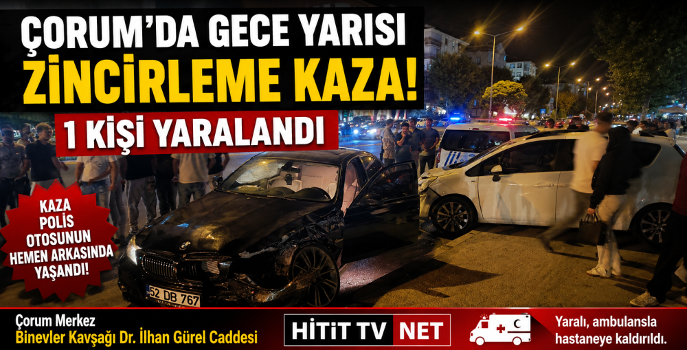Çorum'da Gece Yarısı Zincirleme Kaza! 1 Kişi …