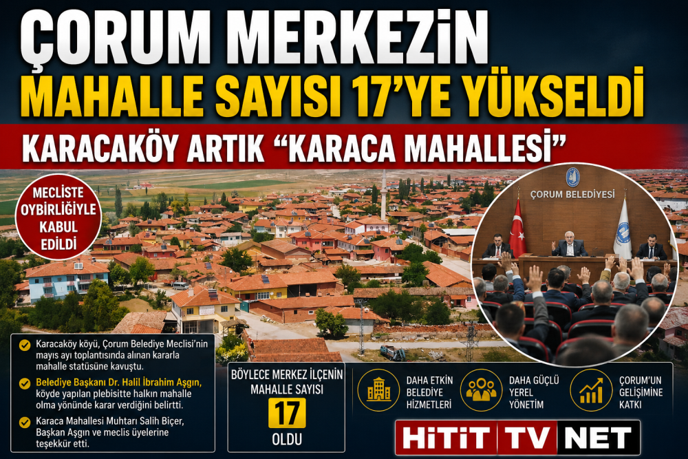 Çorum Merkezin Mahalle Sayısı 17’ye Yükseldi